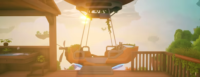 Solarpunk airship travel screenshot