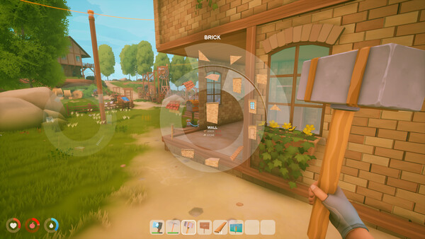Solarpunk base exterior and build tool screenshot